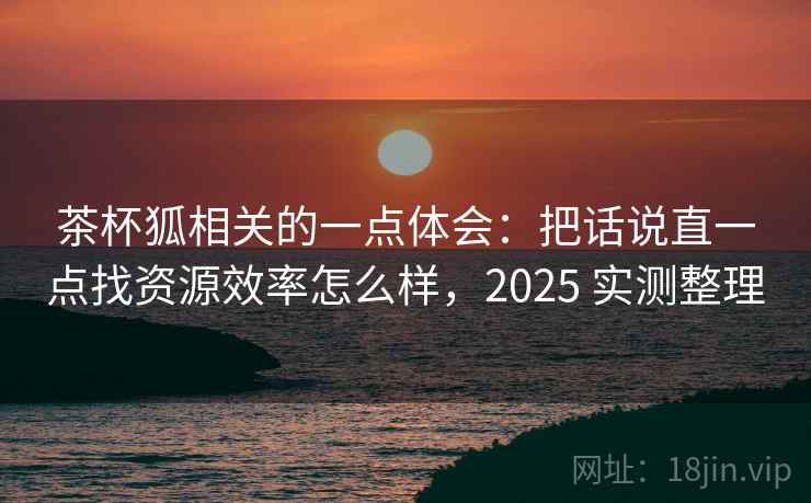 茶杯狐相关的一点体会：把话说直一点找资源效率怎么样，2025 实测整理