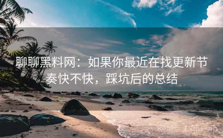 聊聊黑料网：如果你最近在找更新节奏快不快，踩坑后的总结
