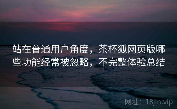 站在普通用户角度，茶杯狐网页版哪些功能经常被忽略，不完整体验总结