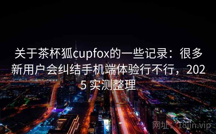 关于茶杯狐cupfox的一些记录：很多新用户会纠结手机端体验行不行，2025 实测整理